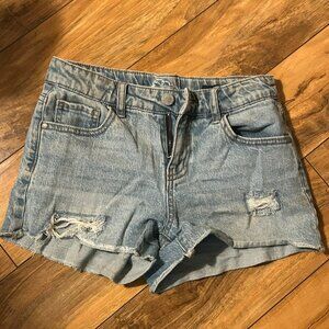 Girl's denim shorts, light blue wash, size large 10/12